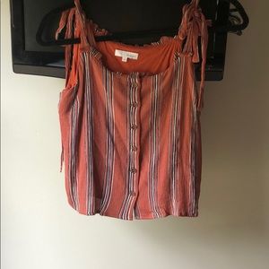Orange button up crop top